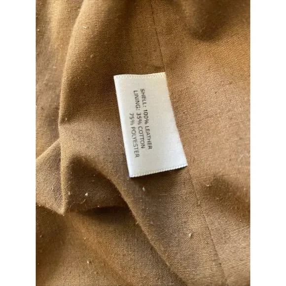 Y2K Vintage Moto Jacket Italian Leather Zip Brown SR Clothing Womens L READ - Picture 15 of 16